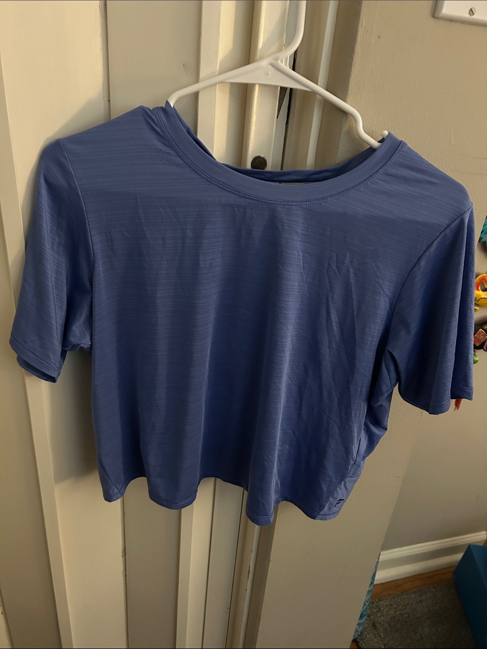 Fabletics Blue Scoop-Back Crop Tee